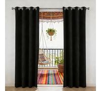 Rideaux Opaques 240 x 240 cm Doux Opaques Anti Chaleur Isolation Chaleur UV Bruit Rideaux Fenêtre Design Moderne à Oeillets pour Salon et Chambre, Noir