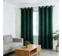 Rideaux Opaques 240 x 240 cm Doux Opaques Anti Chaleur Isolation Chaleur UV Bruit Rideaux Opaque Doux et Esthétiques Design Moderne à Oeillets pour Salon et Chambre, Vert Foncé