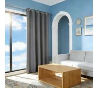 Rideaux Opaques 90 x 105 cm Bloquer Lumiere, Thermique Isolant Anti Froid Doux Rideaux Isolant Thermique Design Moderne à Oeillets pour Maison Chambre Fenetre, Gris