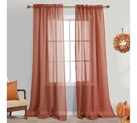 KOUFALL Rideaux Orange brûlé pour Le Salon, Rideaux de fenêtre Semi-Transparents, Style bohème, décoration de Chambre à Coucher, 132 x 248 cm de Long, Briques rouillées, Terre Cuite