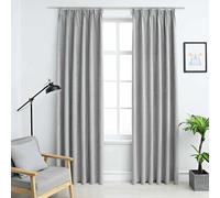 Gordijnen verduisterend met haken 2 st 140x175 cm grijs134467