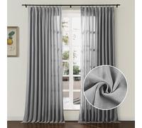 Rideaux plissés en coton et lin à chevrons - 66 x 228,6 cm - Pour chambre à coucher et salon - Traitement de fenêtre écoénergétique - Rouge clair