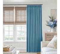 Rideaux plissés en lin bleu - 228,6 cm de long, 101,6 cm de large, formé à la mémoire, idéal pour les portes coulissantes, traitement de fenêtre élégant, parfait pour la décoration d'intérieur et les