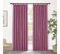 Rideaux plissés entièrement occultants à isolation thermique et réduction du bruit pour chambre à coucher et salon, panneaux de fenêtre en lin lilas avec embrasse, 213,4 x 213,4 cm (l x L)