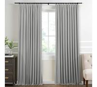 Rideaux plissés extra larges gris imitation lin à isolation thermique pour chambre à coucher, doux au toucher, 254 x 228,6 cm (l x L), 1 panneau