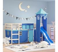 Rideaux pour Lit Mezzanine avec Tour en Polyester Bleu - Améliorez l'Aire de Jeux de Votre Enfant avec Espaces de Rangement et Accents Visuels pour un Environnement de Couchage Enjoué et Organisé