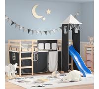 vidaXL Rideaux pour lit mezzanine avec tour blanc et noir polyester