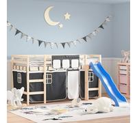 vidaXL Rideaux pour lit mezzanine en polyester blanc et noir