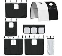 vidaXL Rideaux pour lit mezzanine Tunnel blanc et noir – Polyester montage facile lavage à la main