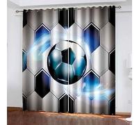 Rideaux pour Salon Et Chambre, Design Moderne À Oeillets, Football Abstrait, Rideaux Occultants Isolant Thermique, 3D Impression Rideau Occultant P