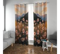 Rideaux rouages rouages rustiques à la Campagne Silhouette de la forêt de Marguerites Panneaux à l’œillet pour la Chambre Décoration esthétique du Salon 2 Panneaux (W140xL200cm chacun)