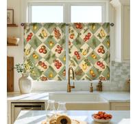 Rideaux rustiques de style rustique pour petite fenêtre de cuisine sur évier 71 x 99 cm, tomates, vert automne