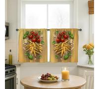 Rideaux rustiques italiens pour cuisine, cuisine, basilic, été, rouge, décoration de fenêtre pour évier, salle à manger, salle de bain, 66 x 76 cm