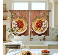 Rideaux rustiques italiens pour cuisine, cuisine, basilic, tomates, sans rouge, décoration de fenêtre pour évier, salle à manger, salle de bain, 66 x 91,4 cm