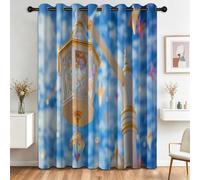 Rideaux Salon Ciel Bleu Nuages Blancs Lampadaire Blanc Or Rideau Isolant Thermique, Architecture Holographique Chambre Enfant Oeillets Rideaux Acoustiques Rideau Occultant L 75 X H 166 cm 2 Panneaux