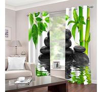 Rideaux Salon Design Lot De 2 Opaques Rideaux Chambre Fille Impression 3D Papillons De Bambou Motif 180x250Cm Polyester Occultants À Oeillets pour Cuisine Fenêtre Thermiques Isolants