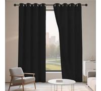 Rideaux Salon Moderne 480 x 130 cm Rideau Thermique Isolant Anti Chaleur Exterieur Rideau Cuisine Court Design Moderne à Oeillets pour Toutes Les Saisons, Chambre, Noir