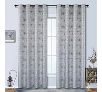 Rideaux Salon Moderne Lot de 2 Avet Motif Geometrique Cercle Effet,Rideau et Draperies Intérieurs pour Chambre Fenetre Rideaux Occultant Thermiques Semi Opaque,Oeillet,Gris et Blanc,140 x 245 cm