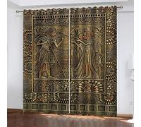 Rideaux Salon Occultants Moderne Lot De 2 Pharaon Égyptien Vintage 264X214Cm Rideau Occultant Isolant Thermique Anti Chaleur Rideaux Cuisine Chambre Enfant Fille Garcon Adulte Rideaux À Oeillets