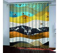 Rideaux Salon Voilage Occultant Thermiques 3D Golden Flying Bird Lithographie Chambre Ado Impression 200x200Cm Rideau De Fenêtre Phonique Salon Moderne Isolant Polyester Cuisine Décoration
