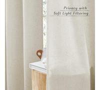 Rideaux Semi-Transparents en Lin PONY DANCE avec Œillets, 2 Panneaux W140 x L200 cm (W55 x L79 pouces), Beige