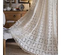 Rideaux semi-transparents en lin transparent pour salon, rideaux semi-transparents filtrant la lumière naturelle, traitement de fenêtre pour chambre à coucher, effet crochet diamant, 150 x 180 cm