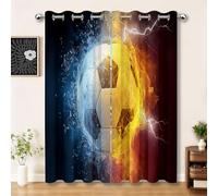 Rideaux Set de 2 pour Salon 117 x 183 cm, Couleur Sportif Réduction du Bruit Résistant à la décoloration Rideau, Football Éclair Flammes Éclaboussures d'eau Cuisine Salle de séjour Salle à Manger
