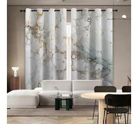 Rideaux Style Artistique Abstrait L140 x H260 CM 2 Panneaux Draperies Or Flux Marbre Texture Protection UV Occultant D'effet Thermique avec Oeillets Rideau pour Chambre à Coucher Cuisine Salon