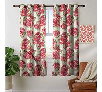 Rideaux style shabby chic, fleurs avec feuilles, traitement thermique, occultant la lumière, drapé arrière pour chambre à coucher 52"x63"(W132cmxL160cm) Color13