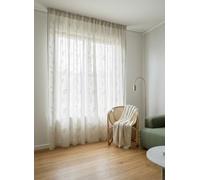 Rideaux sur Mesure avec ruflette Galon fronceur, Tissu brodé Effet Lin Blanc, Largeur du Panneau 280 cm, pour Rail de 140/170 cm, Hauteur de 180 à 290 cm - 280x180 cm - Blanc