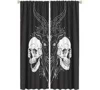 Rideaux Tete De Chevre, Sorciere Mysterieuse, Crane Malefique, Avec Poche, Rideaux De Fenetre Occultants Pour Decoration De Chambre A Coucher Et De Salon