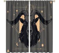Rideaux Tete De Chevre, Sorciere Mysterieuse, Crane Malefique, Avec Poche, Rideaux De Fenetre Occultants Pour Decoration De Chambre A Coucher Et De Salon