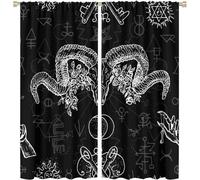 Rideaux Tete De Chevre, Sorciere Mysterieuse, Crane Malefique, Avec Poche, Rideaux De Fenetre Occultants Pour Decoration De Chambre A Coucher Et De Salon