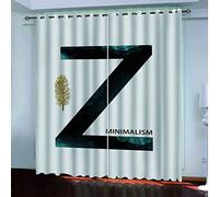Rideaux Thermiques Isolants Anti Froid Lettre Z sur des Feuilles Dorées Moderne 3D Imprimé Motif 160x200 Cm Occultants À Oeillets pour Chambre, Rideau Salon, Maison Chambre Fenetre