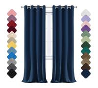 Rideaux thermiques isolants du froid et de la chaleur 1 pièce, 180 x 200 cm (H x l), rideau noir avec œillets, pour chambre matrimoniale, isolation acoustique, fenêtres bleu foncé