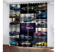 Rideaux Thermiques Isolants Occultants Anti Froid Anti Chaleur 3D Impression De Voiture De Sport De Mode Motif 200X214Cm Lot De 2 Rideaux Salon Cuisine Chambre Enfant Adulte Rideaux Occultants À Oe