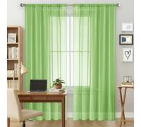 Rideaux Transparents 240 x 240 cm Doux et Aérés Couleur Pure Voilages Intérieurs Décoration de Maison Plusieurs Tailles pour Salon Chambre Cuisine Baie Vitrée, Vert