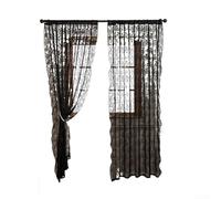 Rideaux transparents à thème pour intérieur, salon, chambre à coucher, balcon en fibre de polyester filtrant la lumière (140 x 160 cm, noir)
