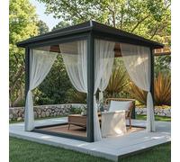 Rideaux transparents d'extérieur imperméables pour terrasse, 2 panneaux, voile filtrant la lumière, brise-vue en maille avec passe-tringle pour jardin, porche, pergola (blanc, 160 x 250 cm)