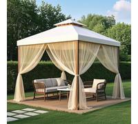 Rideaux transparents d'extérieur imperméables pour terrasse, 2 panneaux, voile filtrant la lumière, brise-vue en maille avec passe-tringle pour jardin, porche, pergola (beige, 160 x 300 cm)