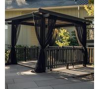 Rideaux transparents d'extérieur imperméables pour terrasse, 2 panneaux, voile filtrant la lumière, brise-vue en maille avec passe-tringle pour jardin, porche, pergola (noir, 160 x 270 cm)