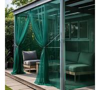 Rideaux transparents d'extérieur imperméables pour terrasse, 2 panneaux, voile filtrant la lumière, brise-vue en maille avec passe-tringle pour jardin, porche, pergola (vert, 160 x 270 cm)