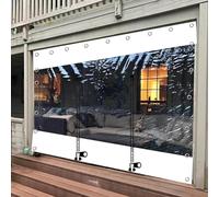 Rideaux transparents imperméables avec fermeture éclair pour porte extérieure, pergola, tonnelle, porche, bâche en PVC avec œillets, 320 x 220 cm