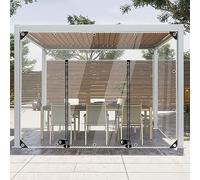 Rideaux transparents imperméables en PVC pour pergola, tonnelle, terrasse, panneaux latéraux transparents avec fermeture éclair, rideaux de séparation résistants aux intempéries avec œillets, 4 x 2,2
