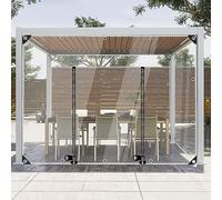 Rideaux transparents imperméables en PVC pour pergola, tonnelle, terrasse, panneaux latéraux transparents avec fermeture éclair, rideaux de séparation résistants aux intempéries avec œillets, 4 x 2,2