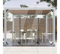 Rideaux transparents imperméables en PVC pour pergola, tonnelle, terrasse, panneaux latéraux transparents avec fermeture éclair, rideaux de séparation résistants aux intempéries avec œillets, 4 x 2,2
