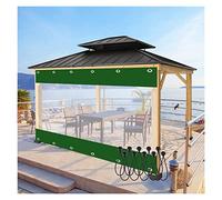 Rideaux transparents personnalisables pour tonnelle, porche, pergola et cabane avec œillets et boules élastiques (4,4 x 2,5 m) - Résistant aux intempéries - Installation facile