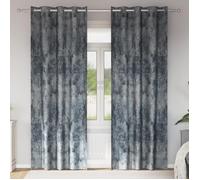 Rideaux velours gris argent 2 pcs 225 x 140 cm à œillets - tamisants, polyester