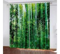 Rideaux Verts, Rideaux Chambre Adulte Polyester Paysages D'Arbres Décoration pour Fenêtre 214L x 229H CM Lot de 2