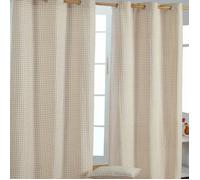 Rideaux Vichy Beige à oeillets 100% coton 137 x 182 cm